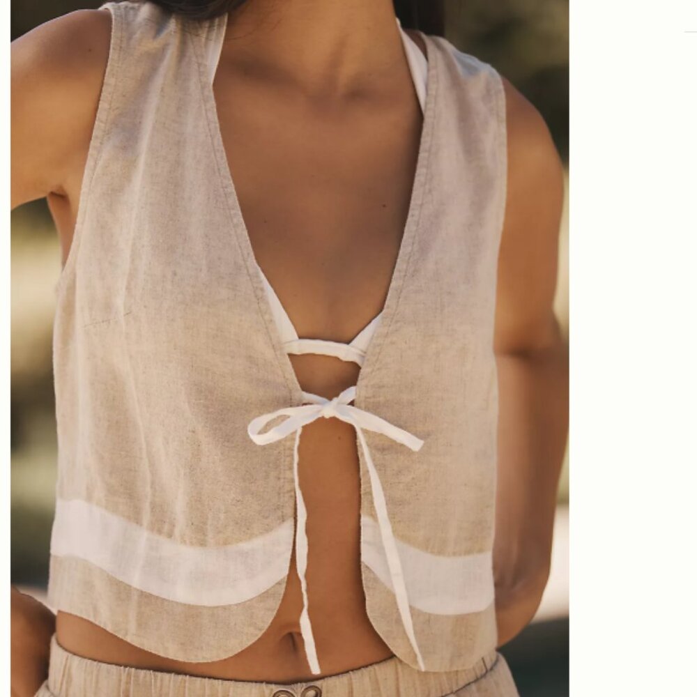 Brand New By Anthropologie Cropped Wave Vest - Picture 4 of 6